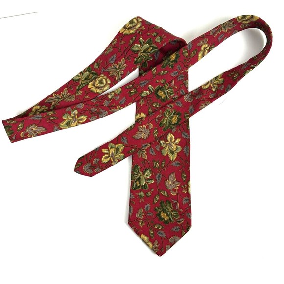BROOKS BROTHERS MEN'S TIE RED/FLORAL - Picture 2 of 7